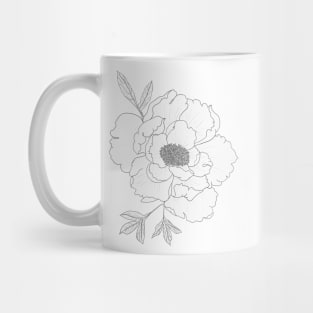 Peony Pattern - Flower Line Art Mug